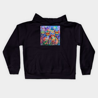 Psychedelic cats Kids Hoodie